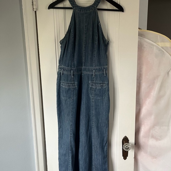 Anthropologie denim cropped wide leg jumpsuit size 0 - Picture 5 of 11